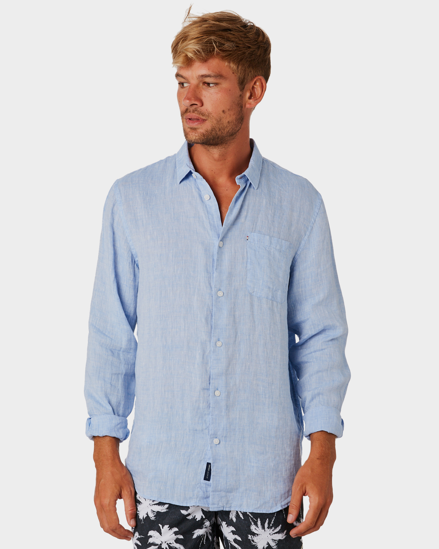 Academy Brand Newport Linen Mens Shirt Chambray Chambray