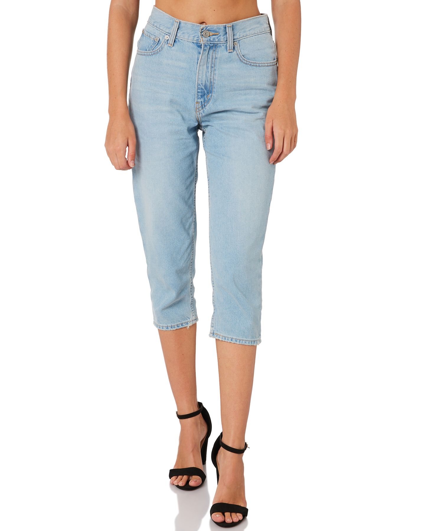 Levi`S Mom Jean Crop Cotton Fitted Blue 