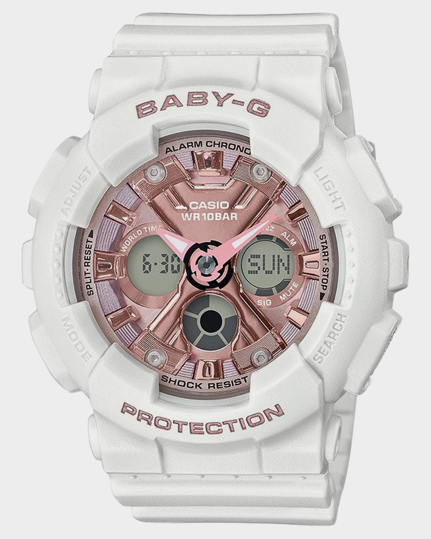 Baby G Ba130 Metallic Series Watch White Rose Gold