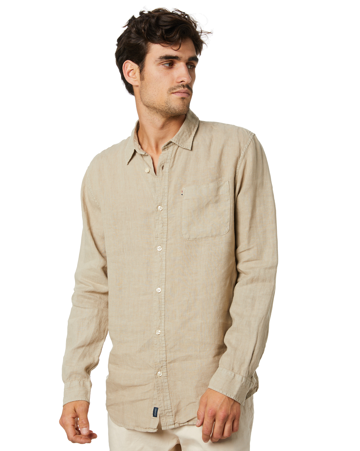 Academy Brand Hampton Mens Linen Shirt Pebble Pebble