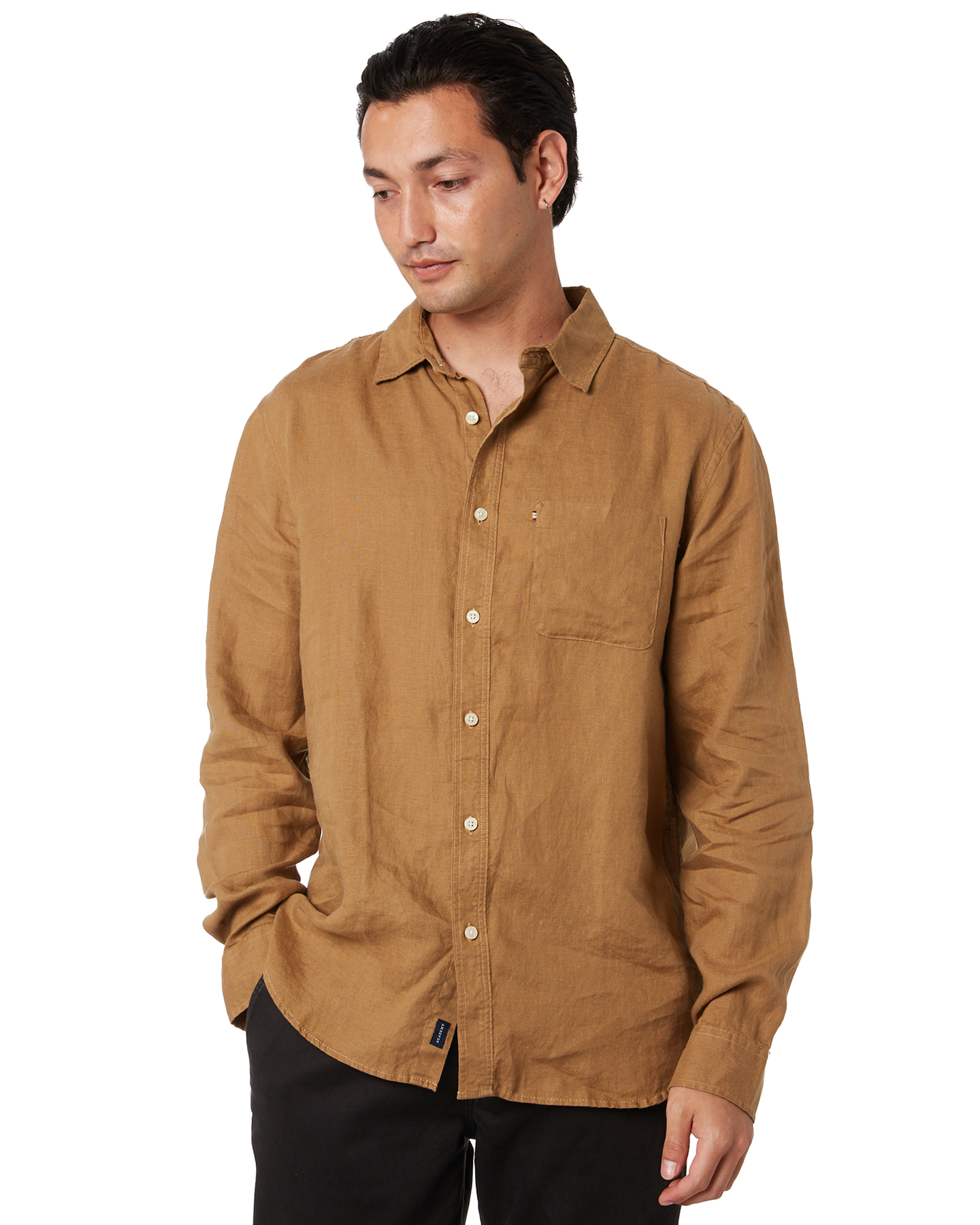 Academy Brand Hampton Mens Linen Shirt Almond Almond