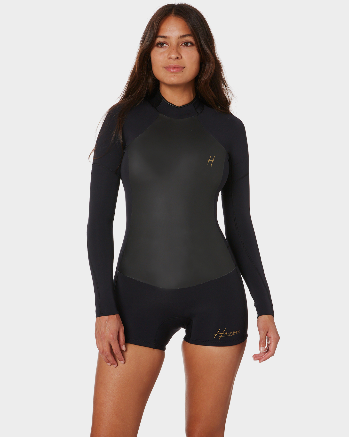 Adelio Womens Harper 2X2Mm Ls Boyleg Springsuit Black