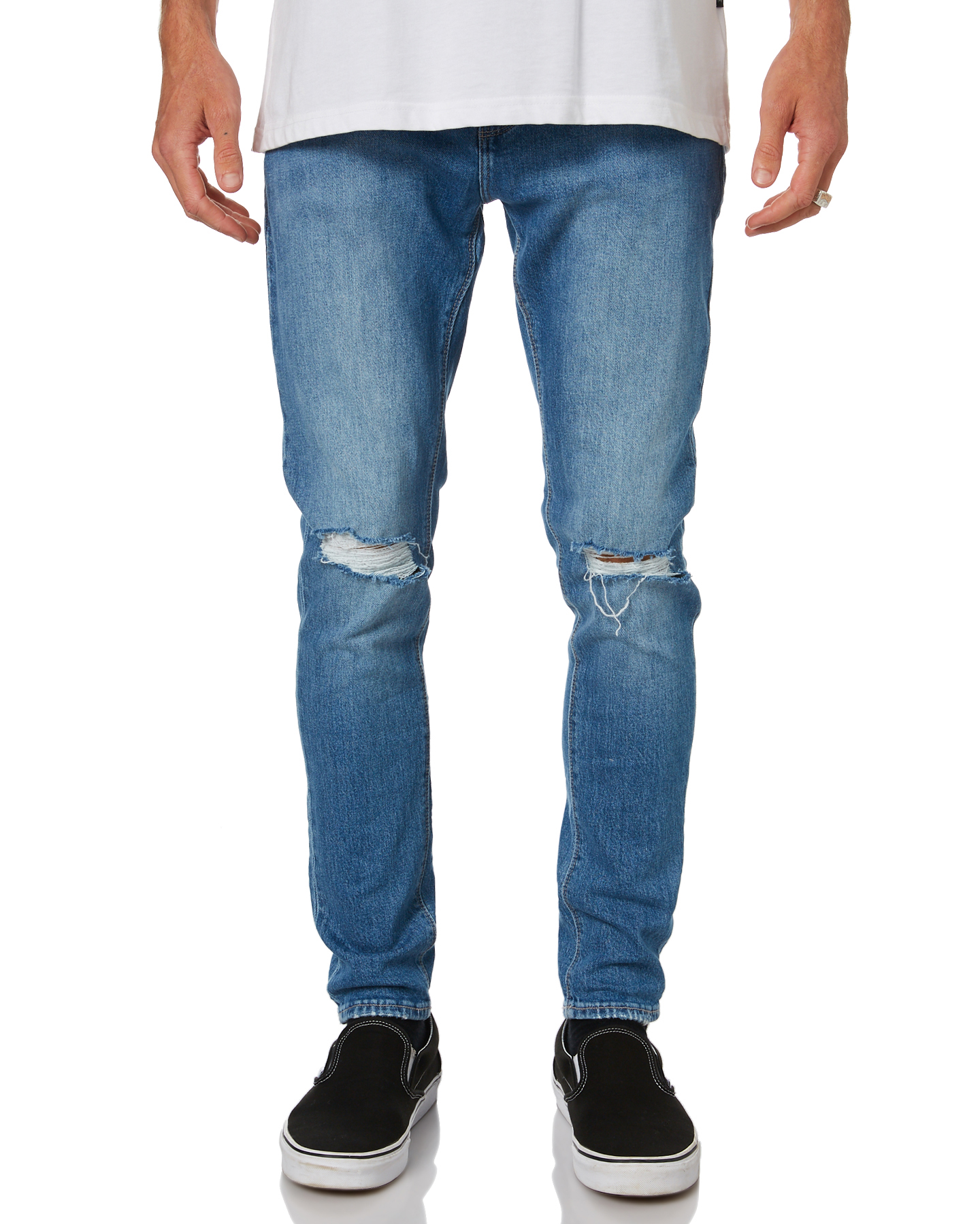 A Brand A Dropped Skinny Turn Up Mens Jean Tribe Blue Rip – Budget ...