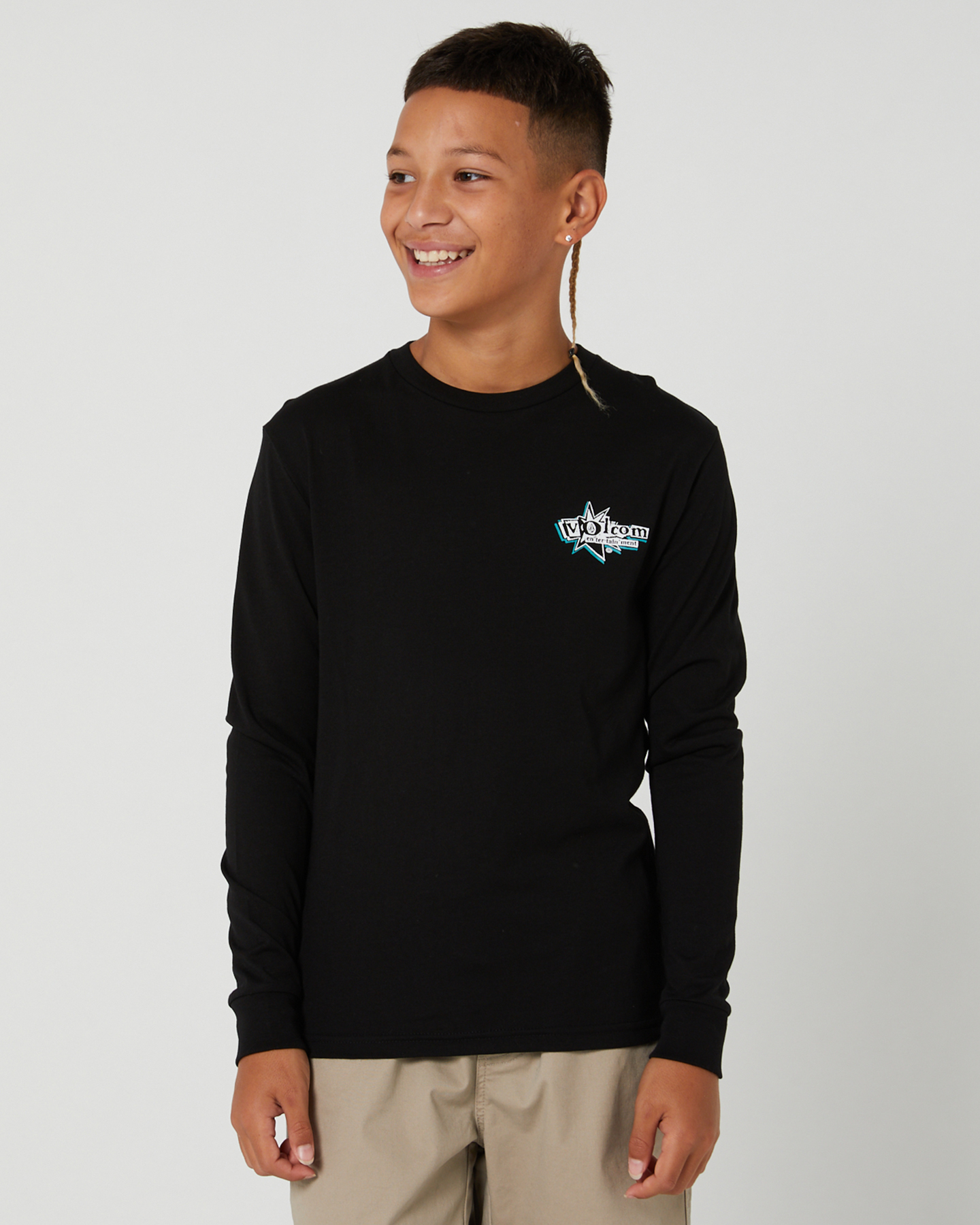 Volcom V Ent Lp Ls Tee - Teens - Black | SurfStitch