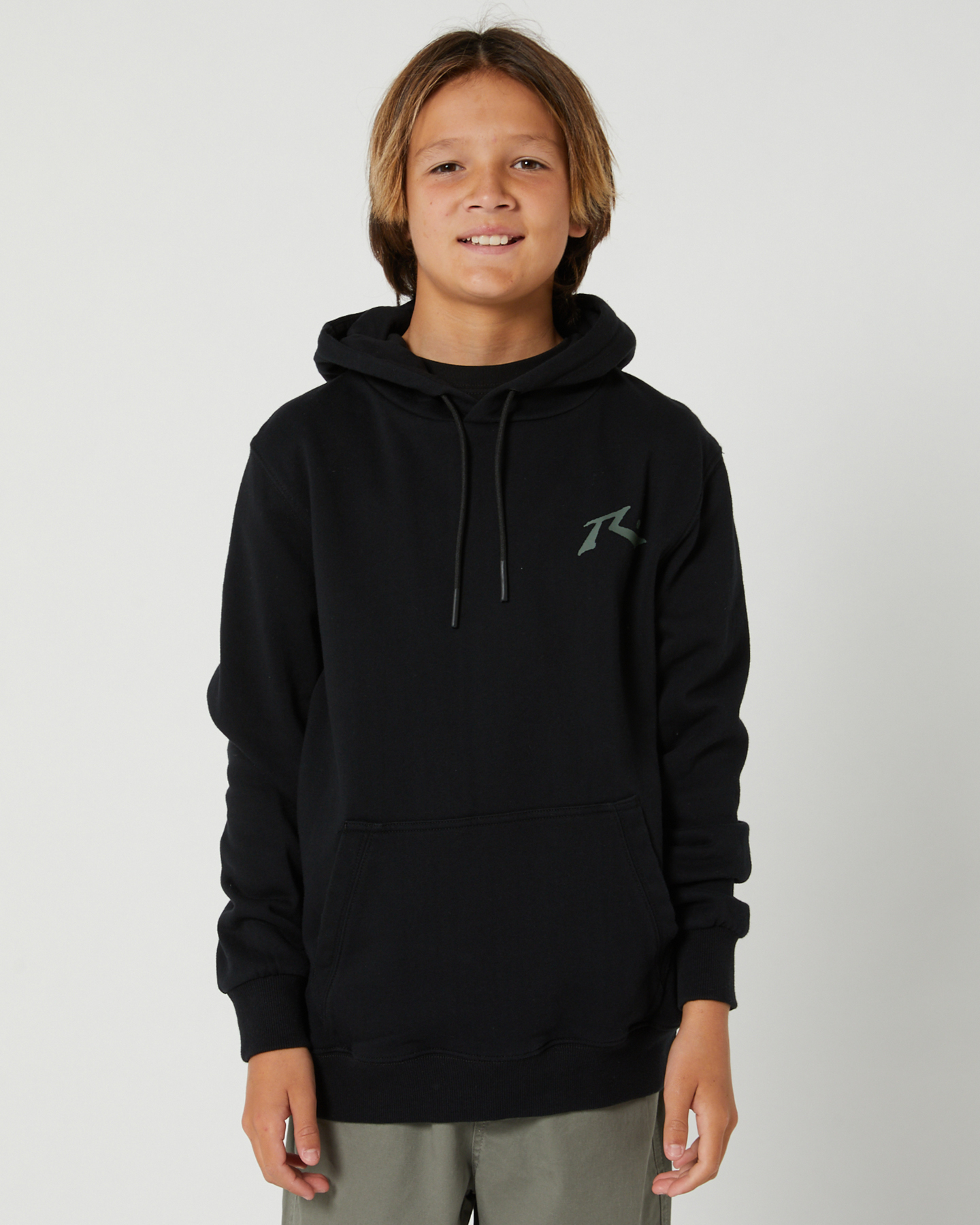 Rusty Competition Hooded Fleece Boys Black Shadow Army SurfStitch