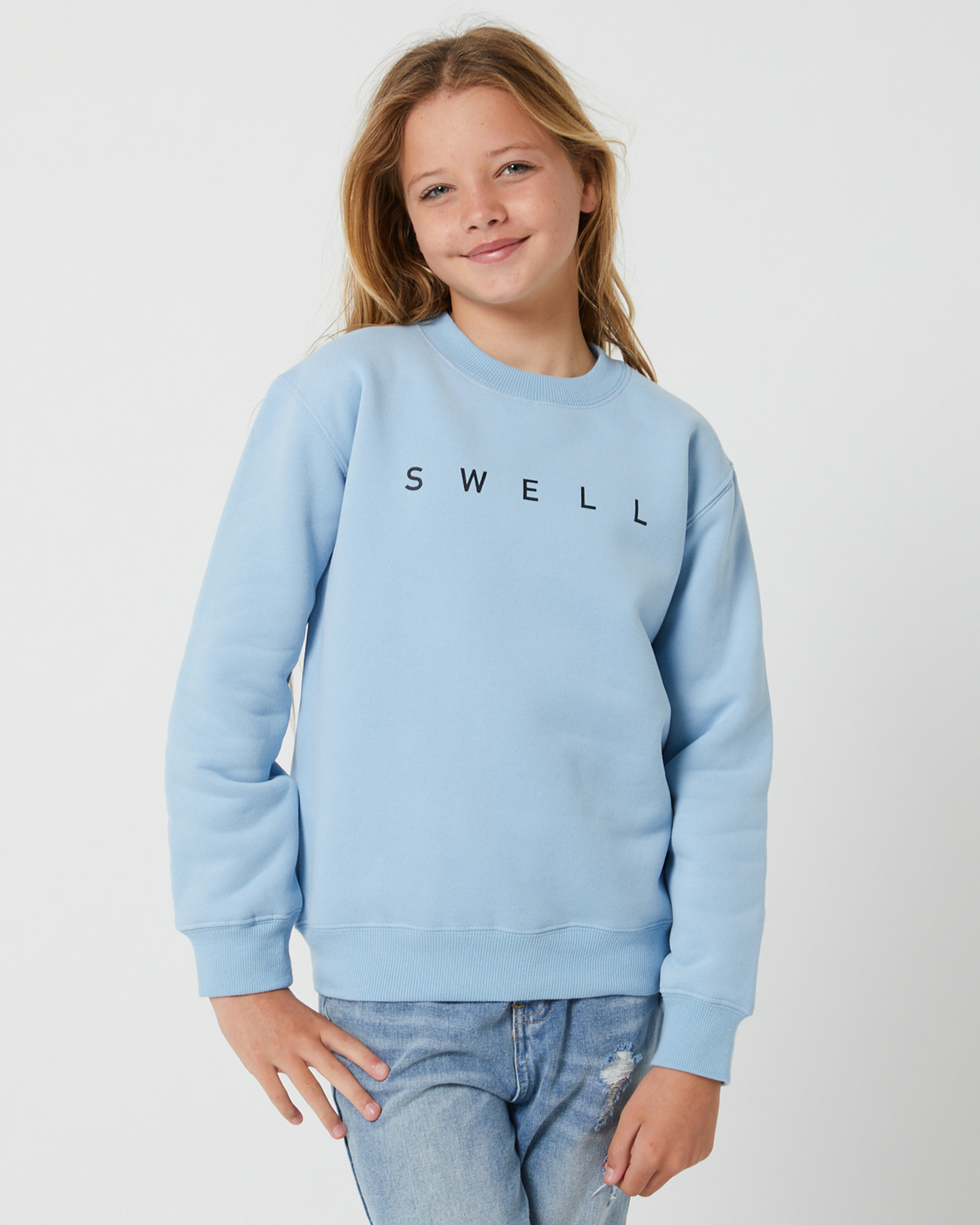 Swell Girls Fleece Crew - Teens - Blue | SurfStitch