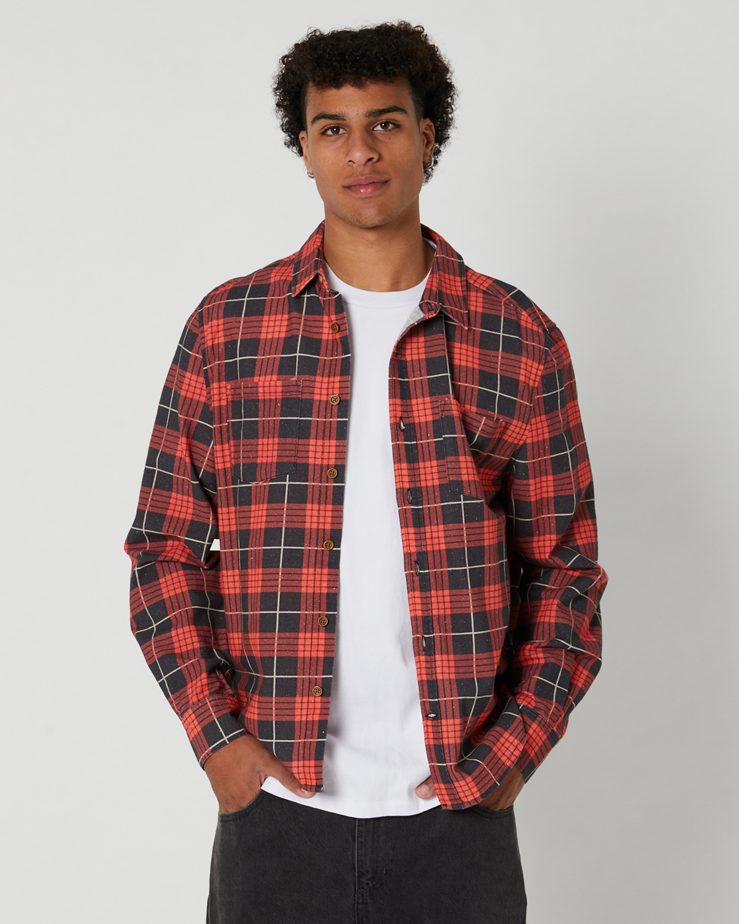 Nena And Pasadena Charge Casual Ls Shirt - Red Check | SurfStitch