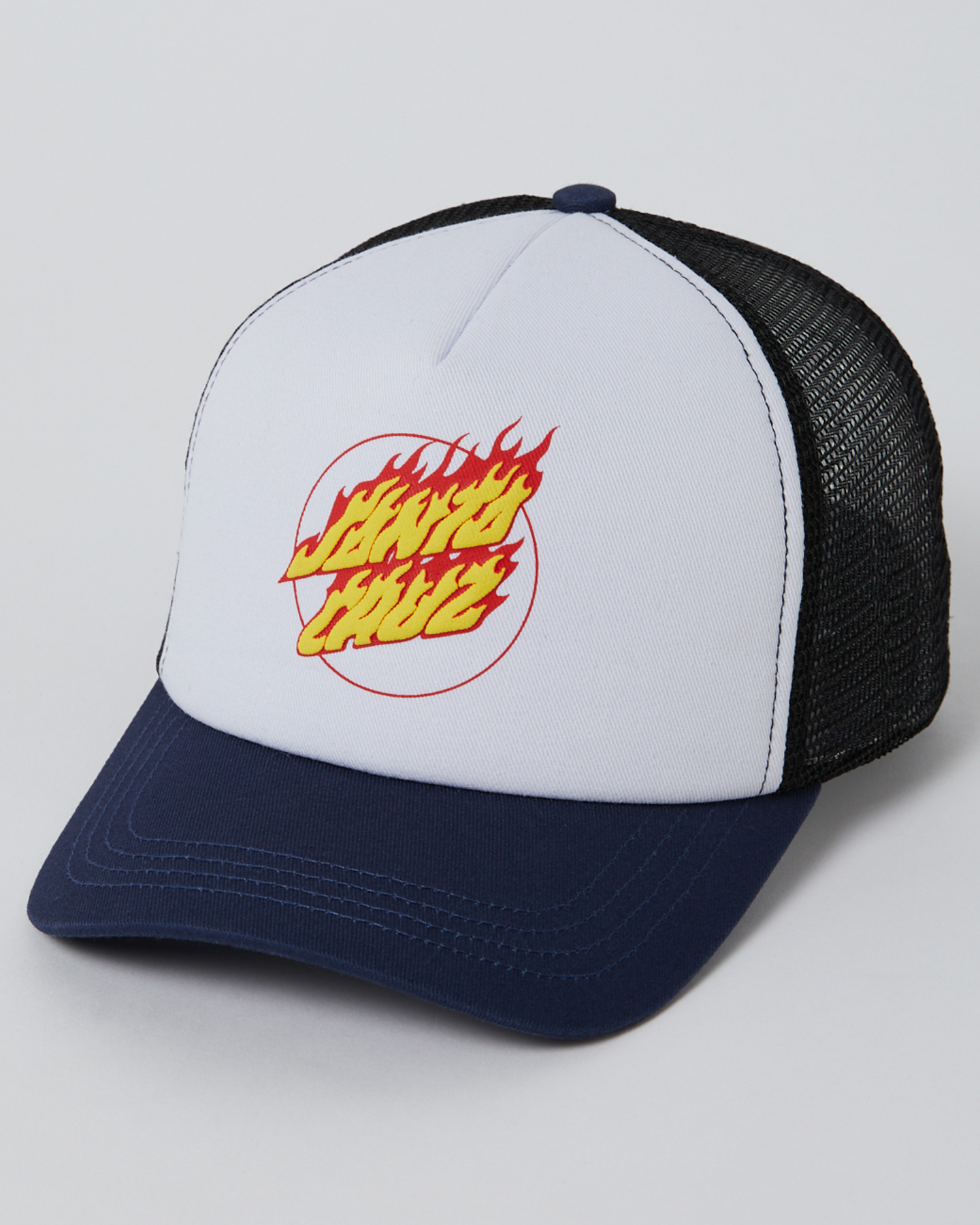 Santa Cruz Flaming Dot Trucker Cap Navy SurfStitch